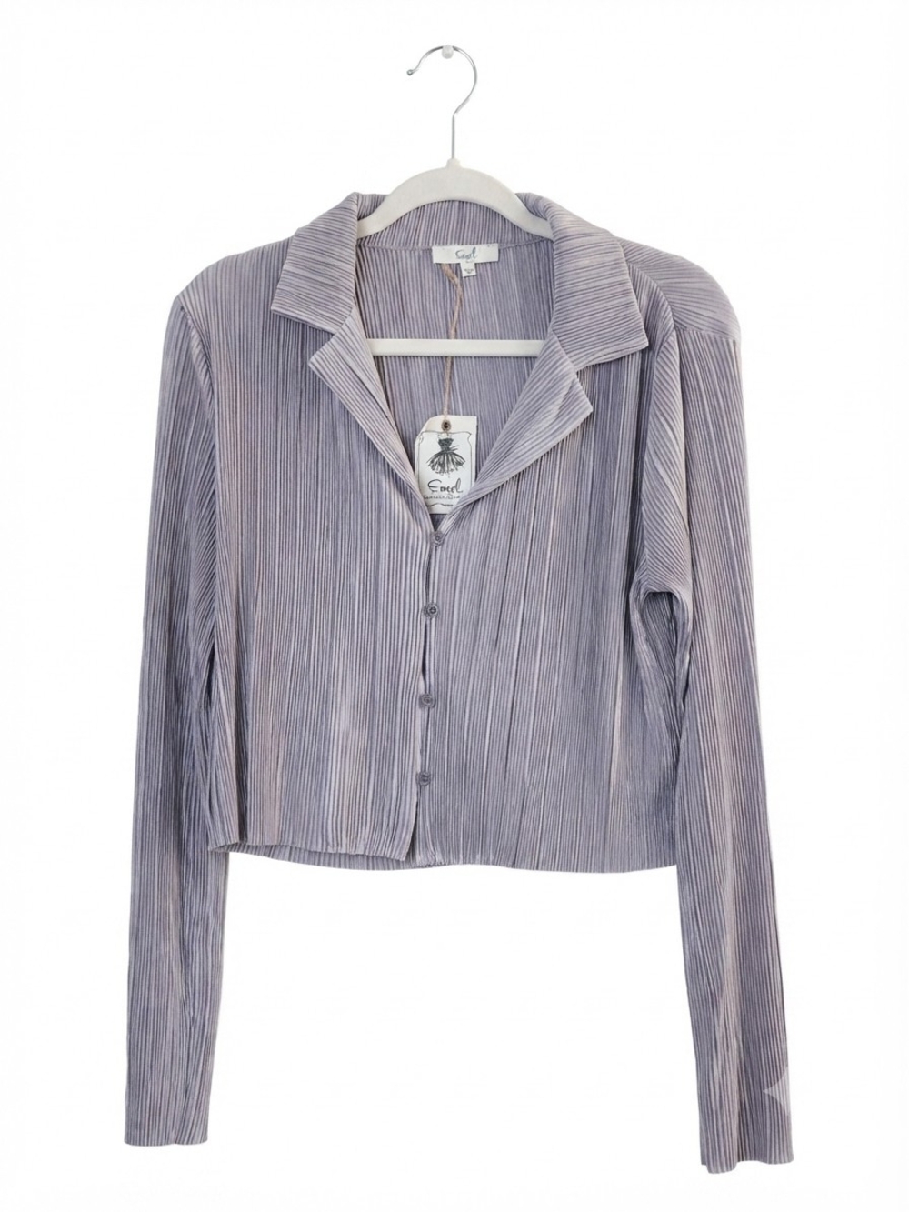 085 - Easel Long Sleeve Waist Length Blouse-L-NWT Lavender-Gray